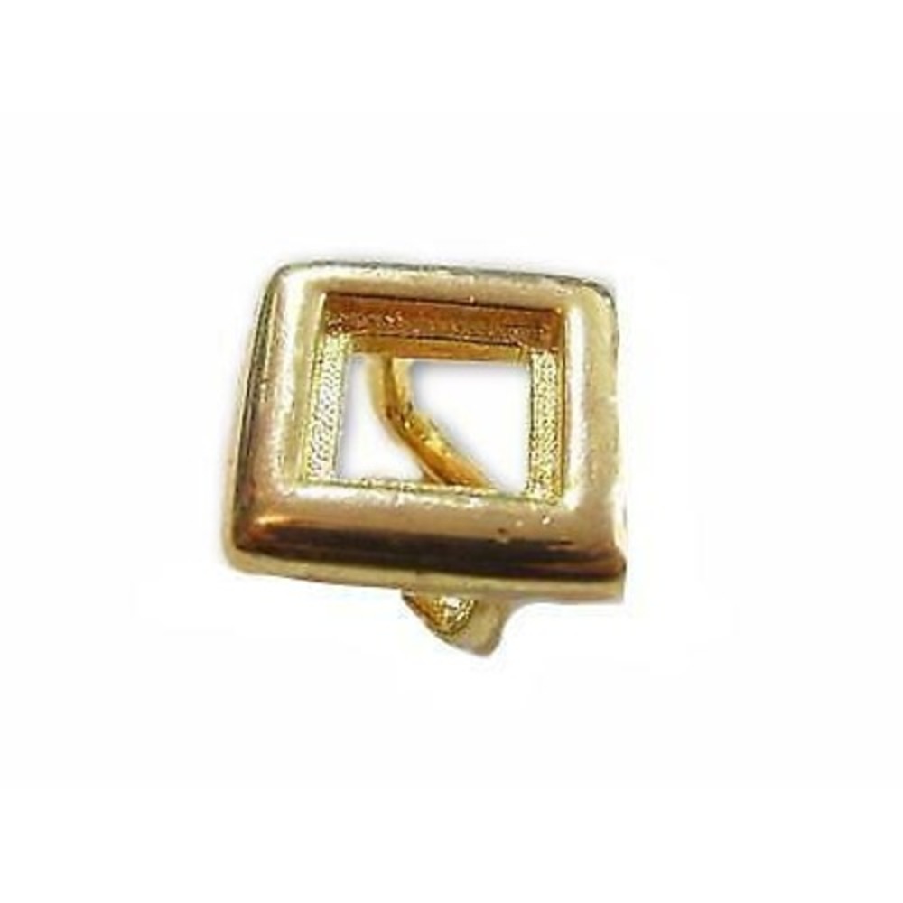 Vintage 14K Yellow Gold Plated Square Diamond 10mm Stone Choker Slide Pendant - Picture 3 of 4